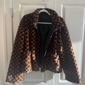 Checkered Fur Jacket
